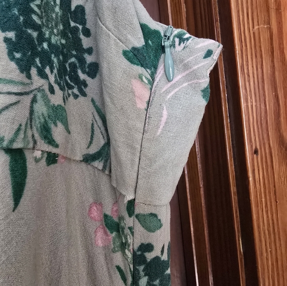 Zara | Floral Print Linen Blend Dress - Picture 4 of 7
